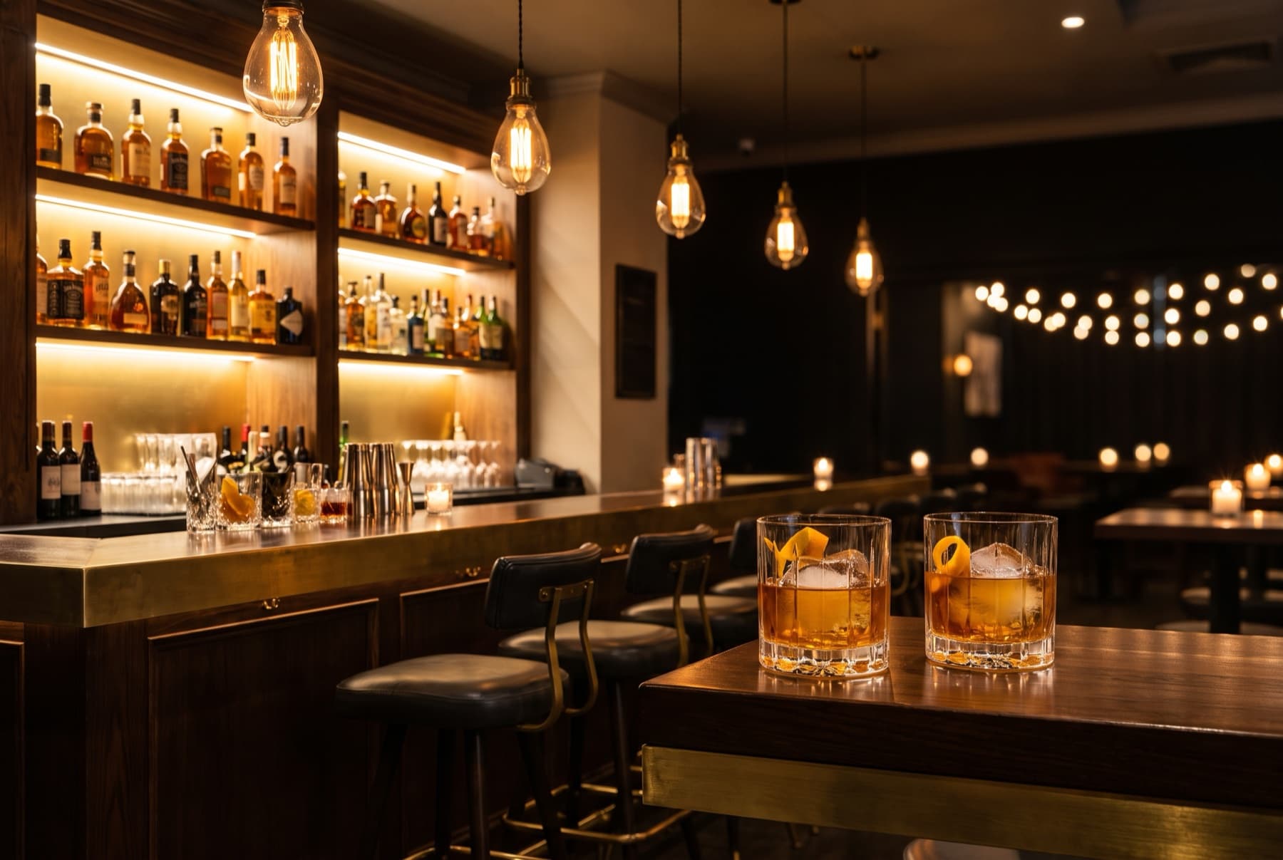 Craft cocktails at the bar at Fozzie's Dining